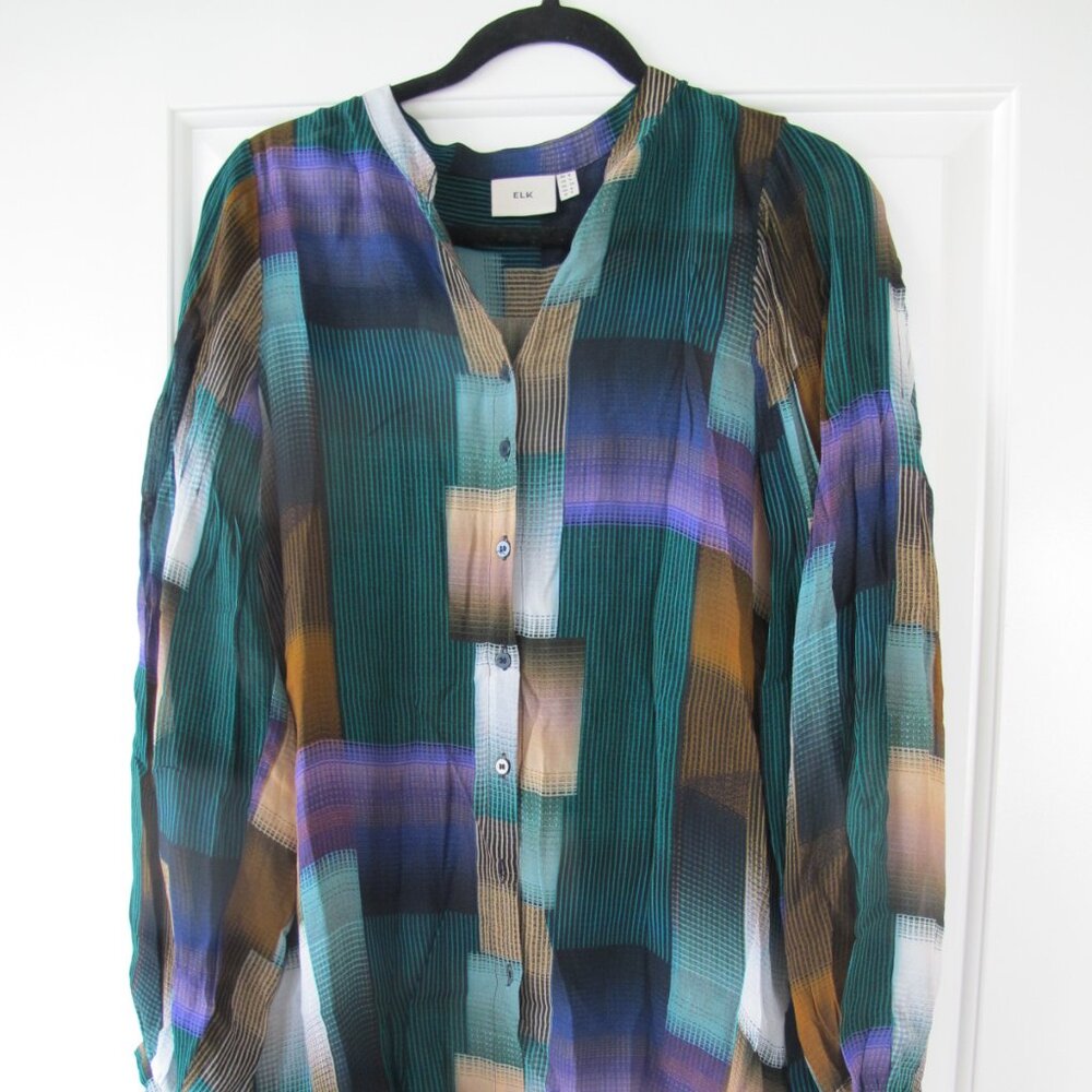 ELK Sustainable Sheer Blouse – Abstract Print – Size US 4
